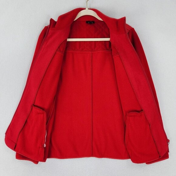 Talbots Jacket Womens Medium Red Fleece Quilted Full Zip Equestrian Classic - Picture 9 of 12